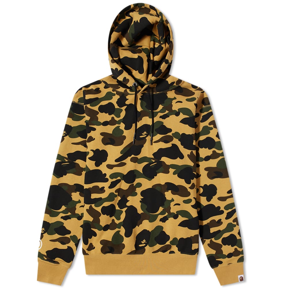 A BATHING APE 1ST CAMO COLLEGE PULLOVER HOODIE YELLOW
