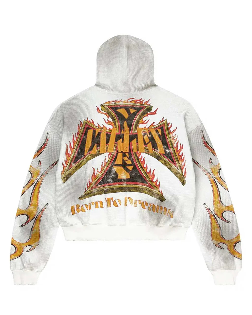 VALE REBORN WAFFLE KNIT ZIP UP WHITE