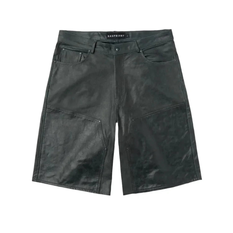 RASBERRY HILLS FADED BLACK LEATHER SHORTS