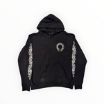 CHROME HEARTS HORSE SHOE FLORAL PULLOVER HOODIE BLACK BRAND NEW