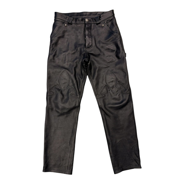 CHROME HEARTS FLEUR KNEE LEATHER PANTS