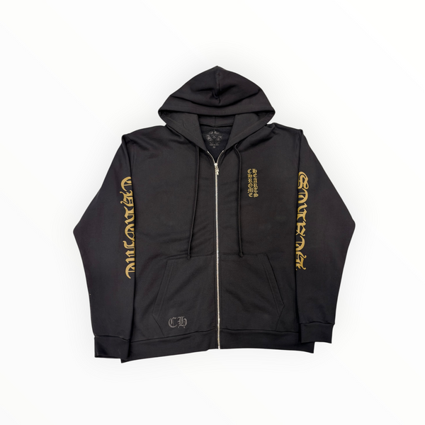 CHROME HEARTS ZIP UP HOODIE VERTICAL LOGO ARMY GREEN