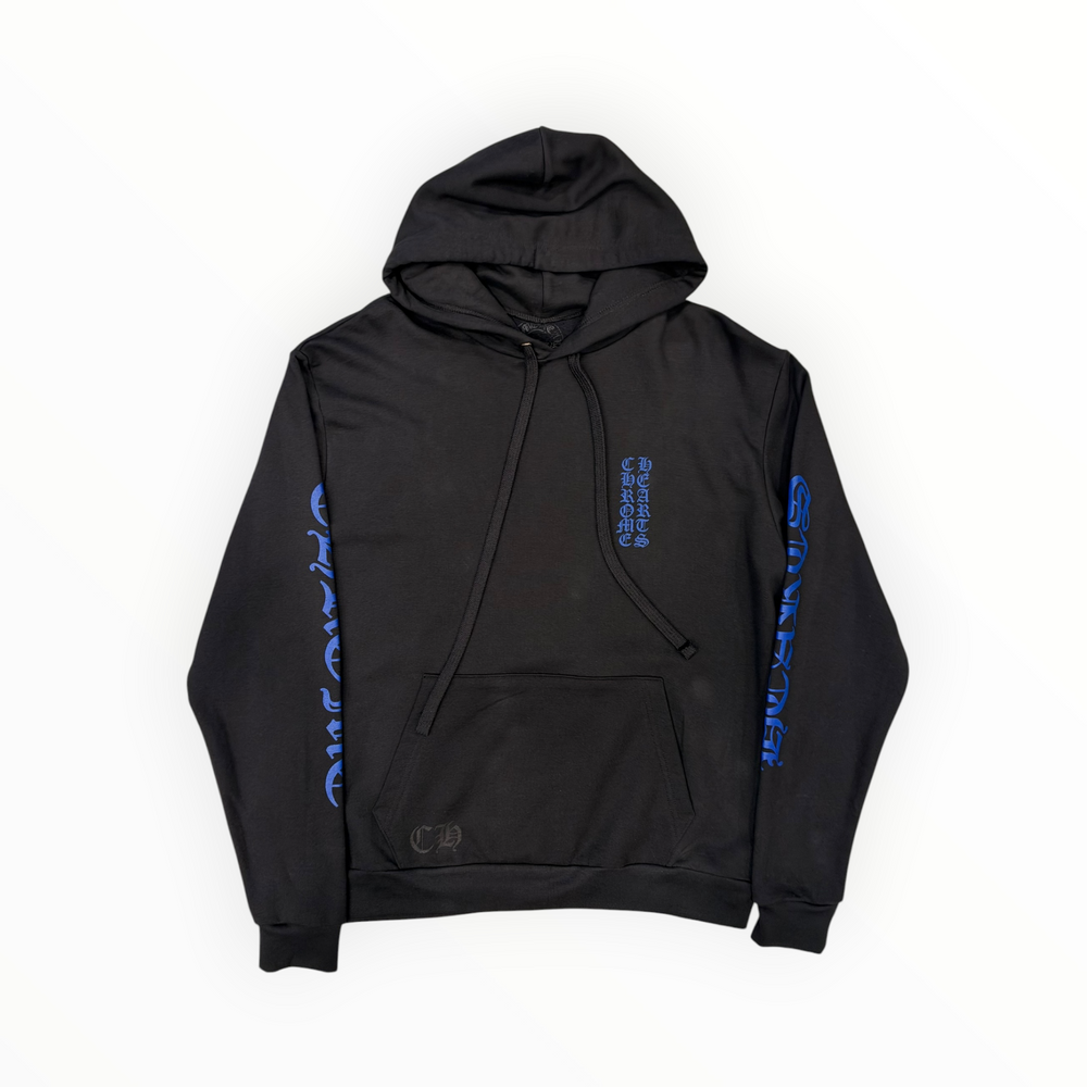 CHROME HEARTS BLUE VERTICAL LOGO HOODIE BLACK BRAND NEW