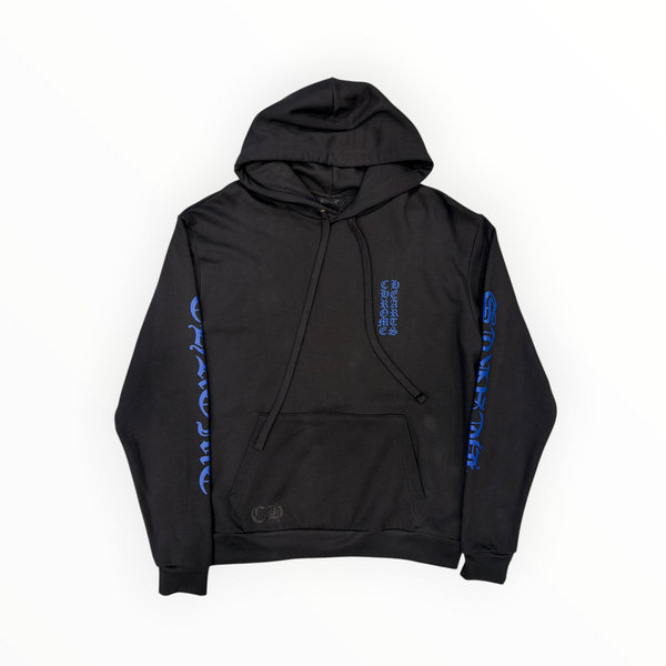 CHROME HEARTS BLUE VERTICAL LOGO HOODIE BLACK BRAND NEW