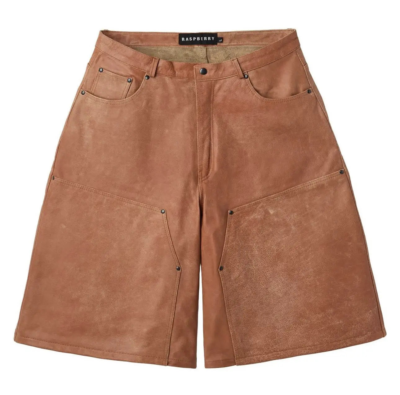 RASBERRY HILLS FADED BROWN LEATHER SHORTS