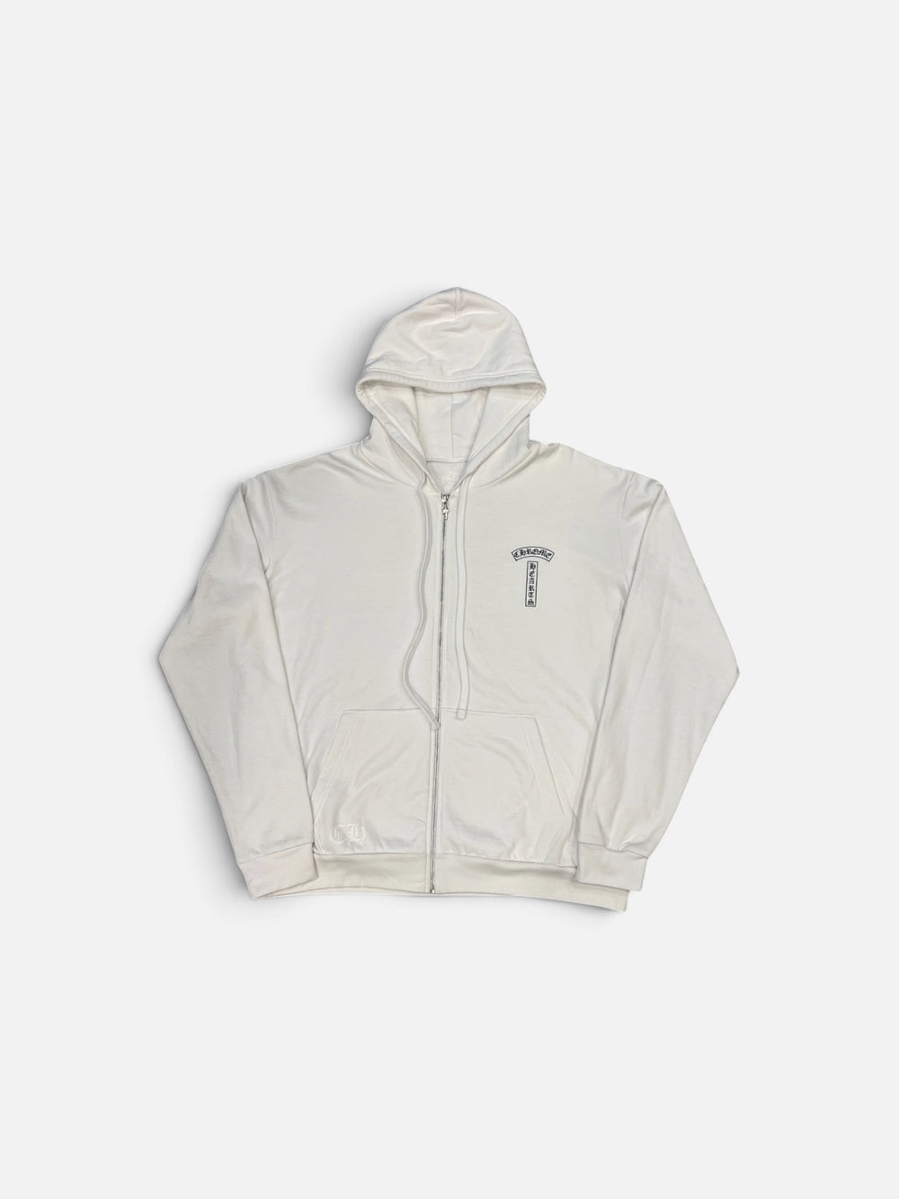 CHROME HEARTS T-BAR LOGO ZIP UP HOODIE WHITE