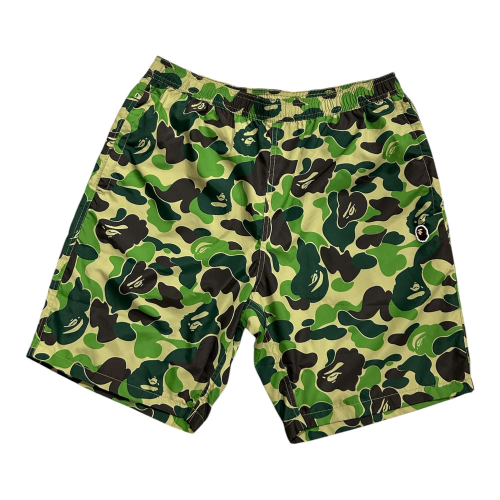 A BATHING APE ABC CAMO APE HEAD ONE POINT BEACH SHORTS GREEN