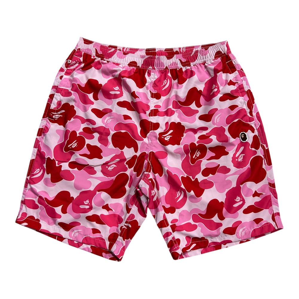A BATHING APE ABC CAMO APE HEAD ONE POINT BEACH SHORTS PINK