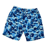 A BATHING APE ABC CAMO APE HEAD ONE POINT BEACH SHORTS BLUE