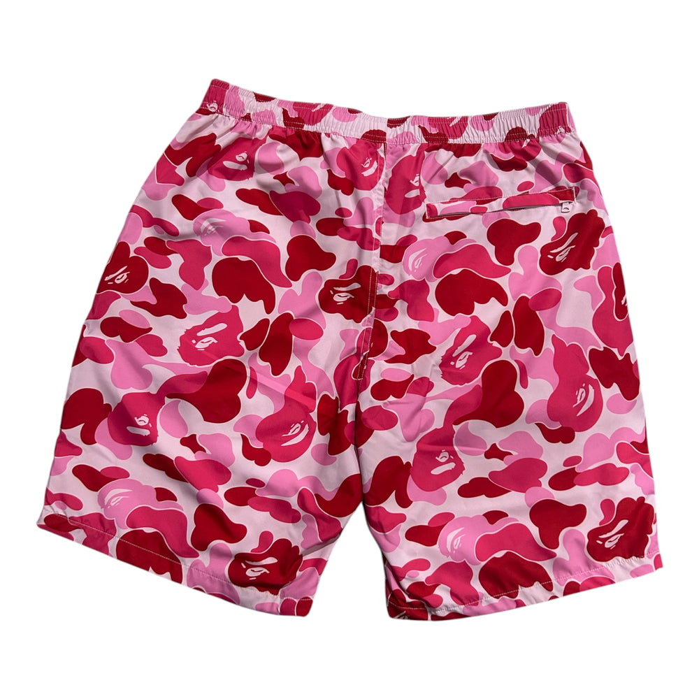 A BATHING APE ABC CAMO APE HEAD ONE POINT BEACH SHORTS PINK