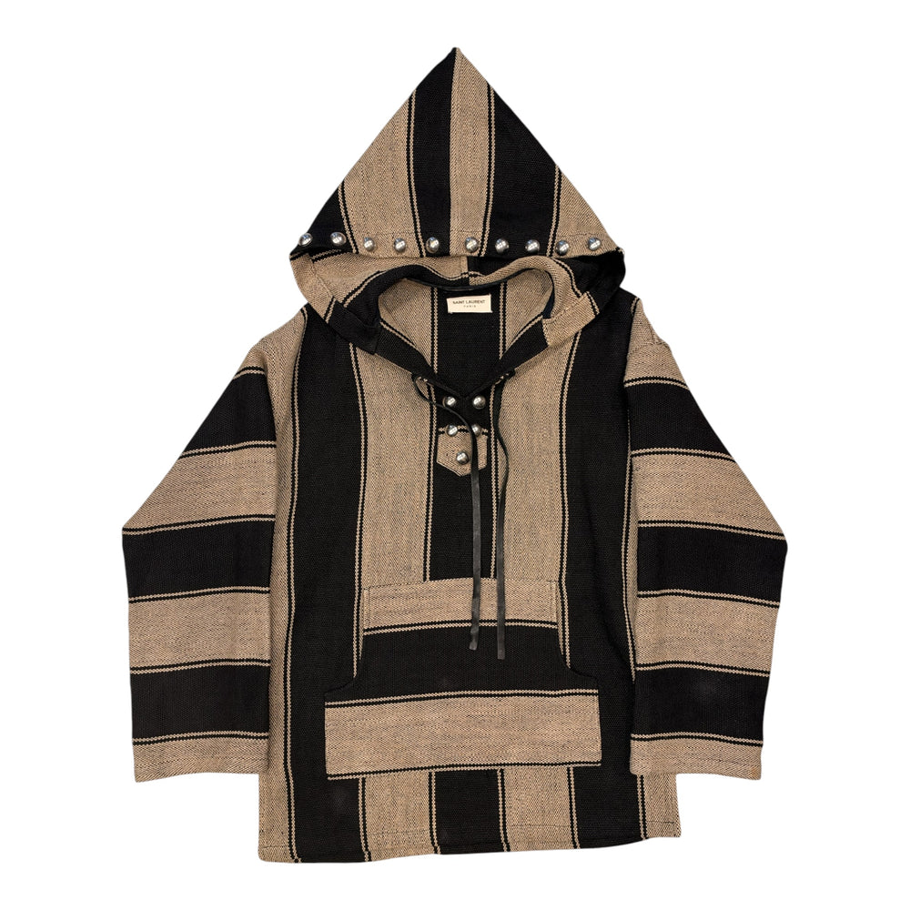 SAINT LAURENT SS15 PARIS STUDDED BAJA PONCHO HOODIE