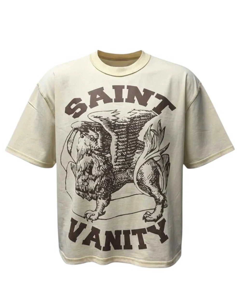 SAINT VANITY GRIFFIN TEE CRM/BRWN