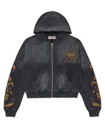 VALE REBORN WAFFLE KNIT ZIP UP BLACK