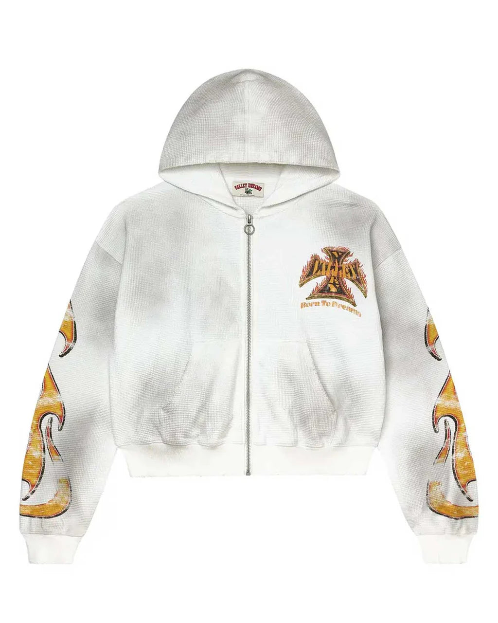 VALE REBORN WAFFLE KNIT ZIP UP WHITE